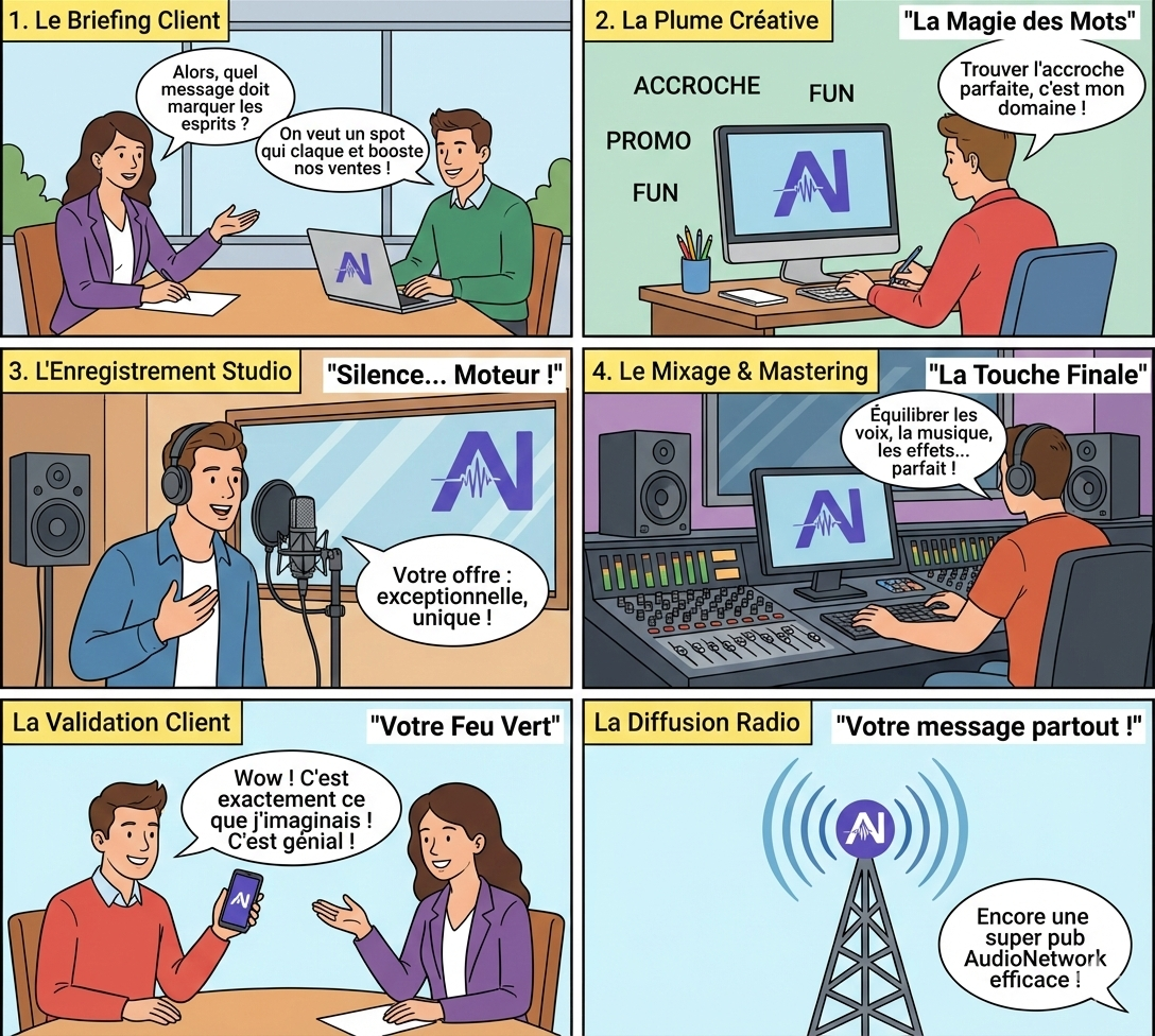 Processus de création de spot radio AudioNetwork